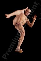 Nude Man White Muscular Short Brown Hyper angle poses Realistic